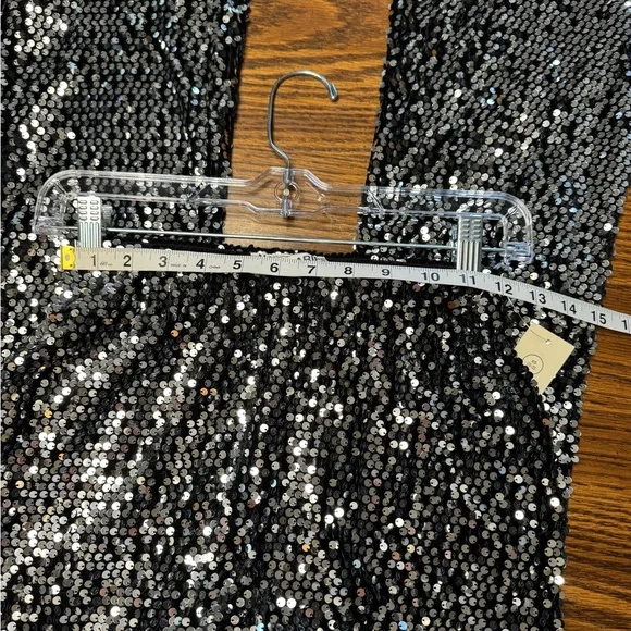 Sz0–2 no boundaries high rise sequine flare pants black/ silver new with tags - Picture 5 of 7